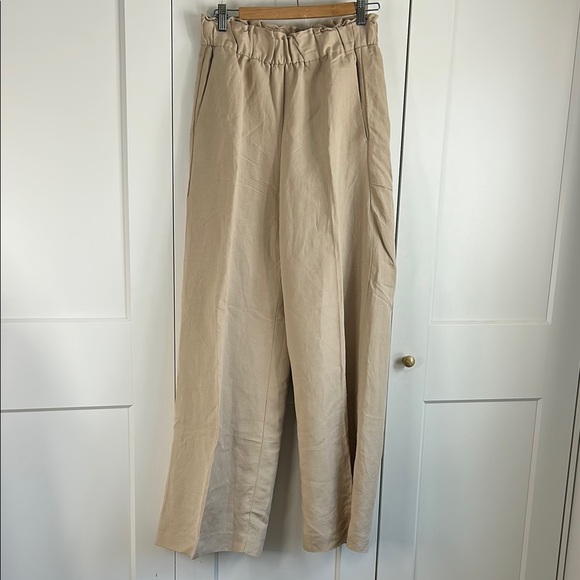 Ann Taylor Pants - Ann Taylor Paper Bag Waist Linen Blend Wide Leg Tan Pants | Small